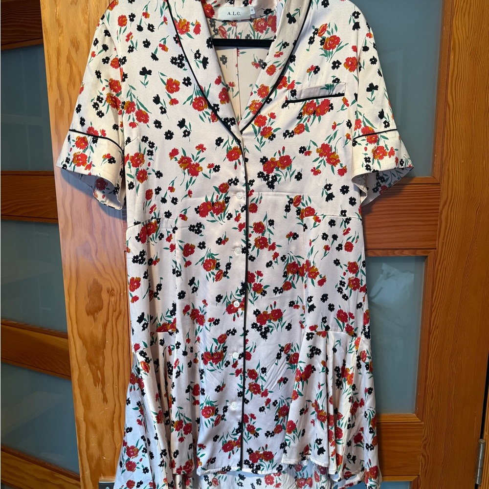 Silk Floral Button-Up Dress